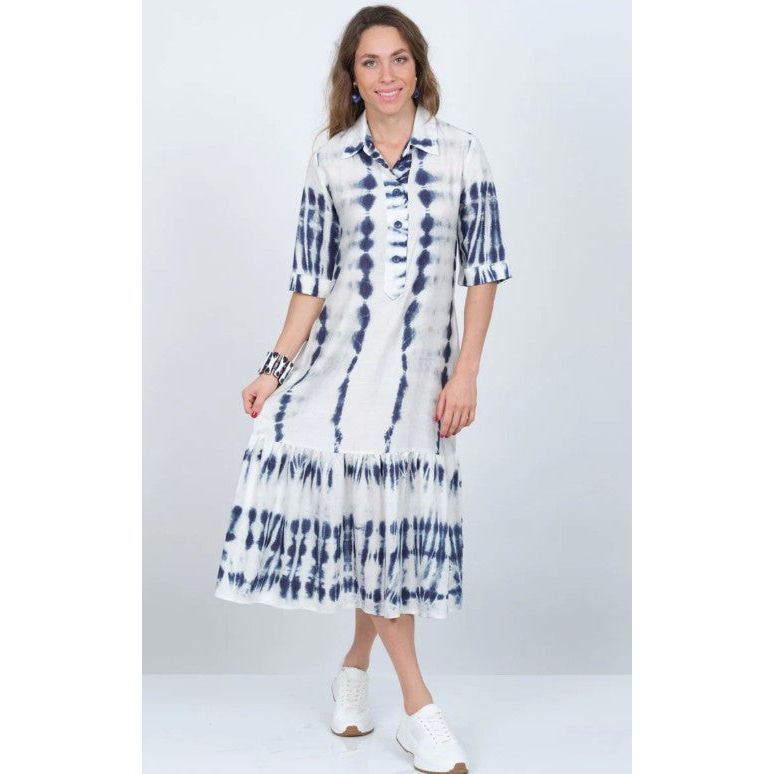 Lior Tie Dye Print Long Maxi Dress (Vega-20-Ar)(Multi)