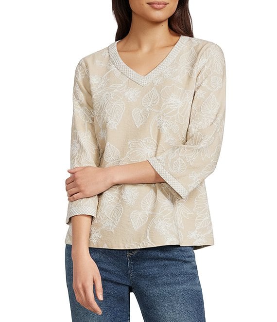 Ali Miles Woven Embroidered Tunic (A16209TM)(Taupe)