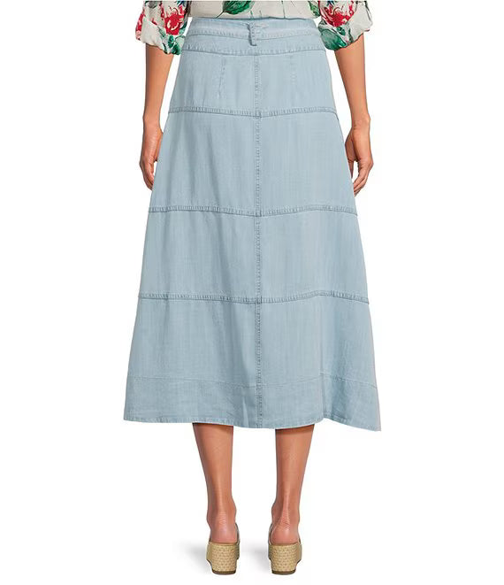 APNY Chambray Tencel A- Line Skirt (T434)(Light Indigo)