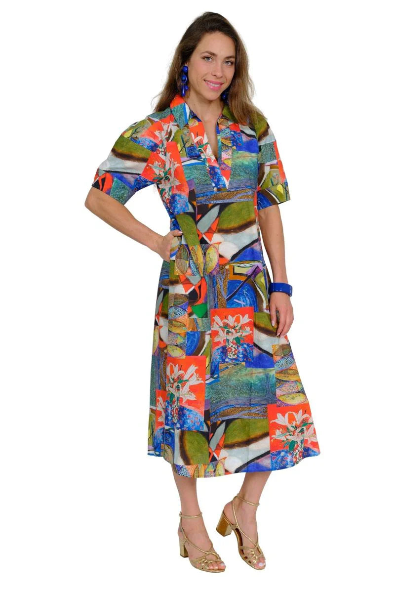 Lior Collared Short Sleeve Dress with Stitching Details (Maxim-1)(Collage)