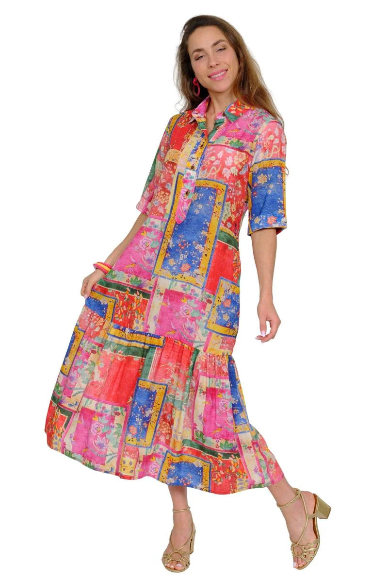 Lior Vega  Long Dress (Vega-32-Ar)(Floral Patchwork)