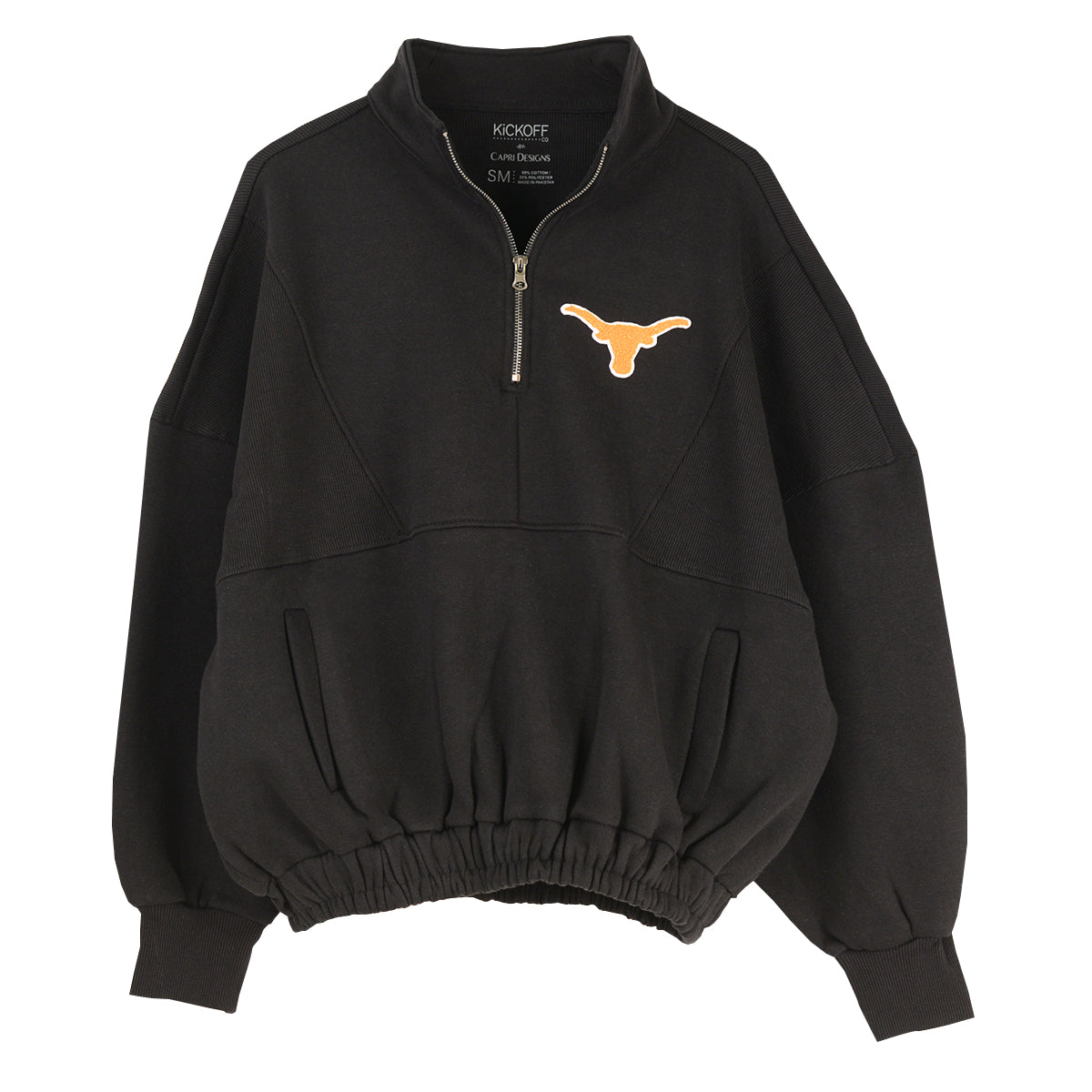 Texas Longhorn Capri Designs Varsity Patch 1/4 zip Pullover  (K513TEX23047)
