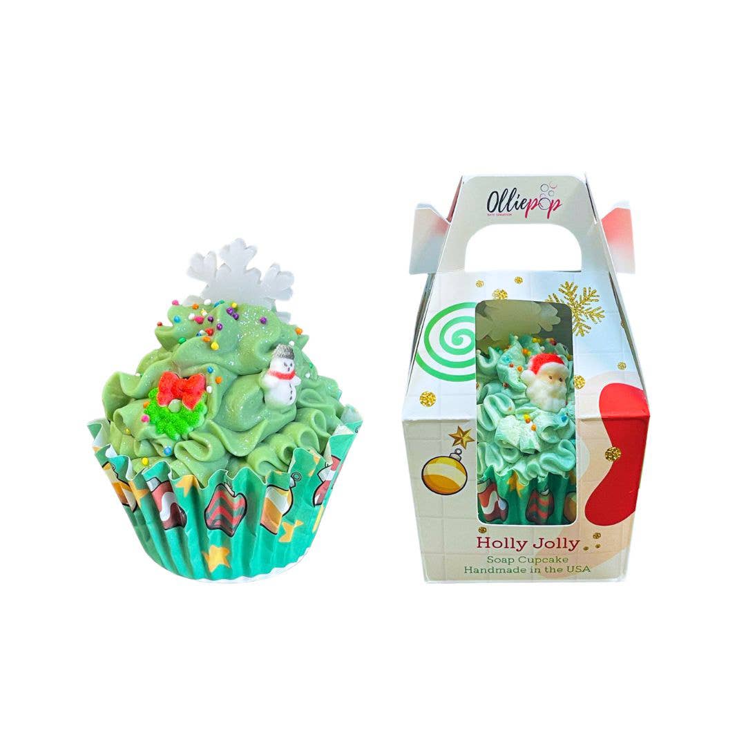 Handmade Holly Jolly Cupcake Soap