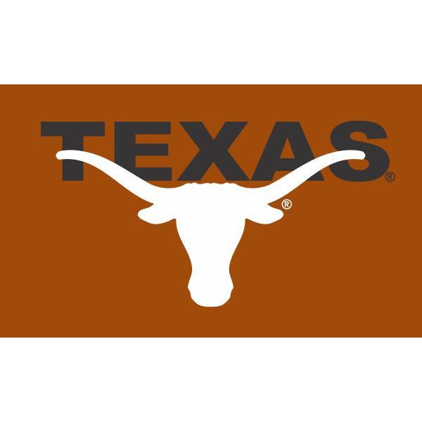 Texas Longhorn Black Block TEXAS Under Large White Applique Logo Flag