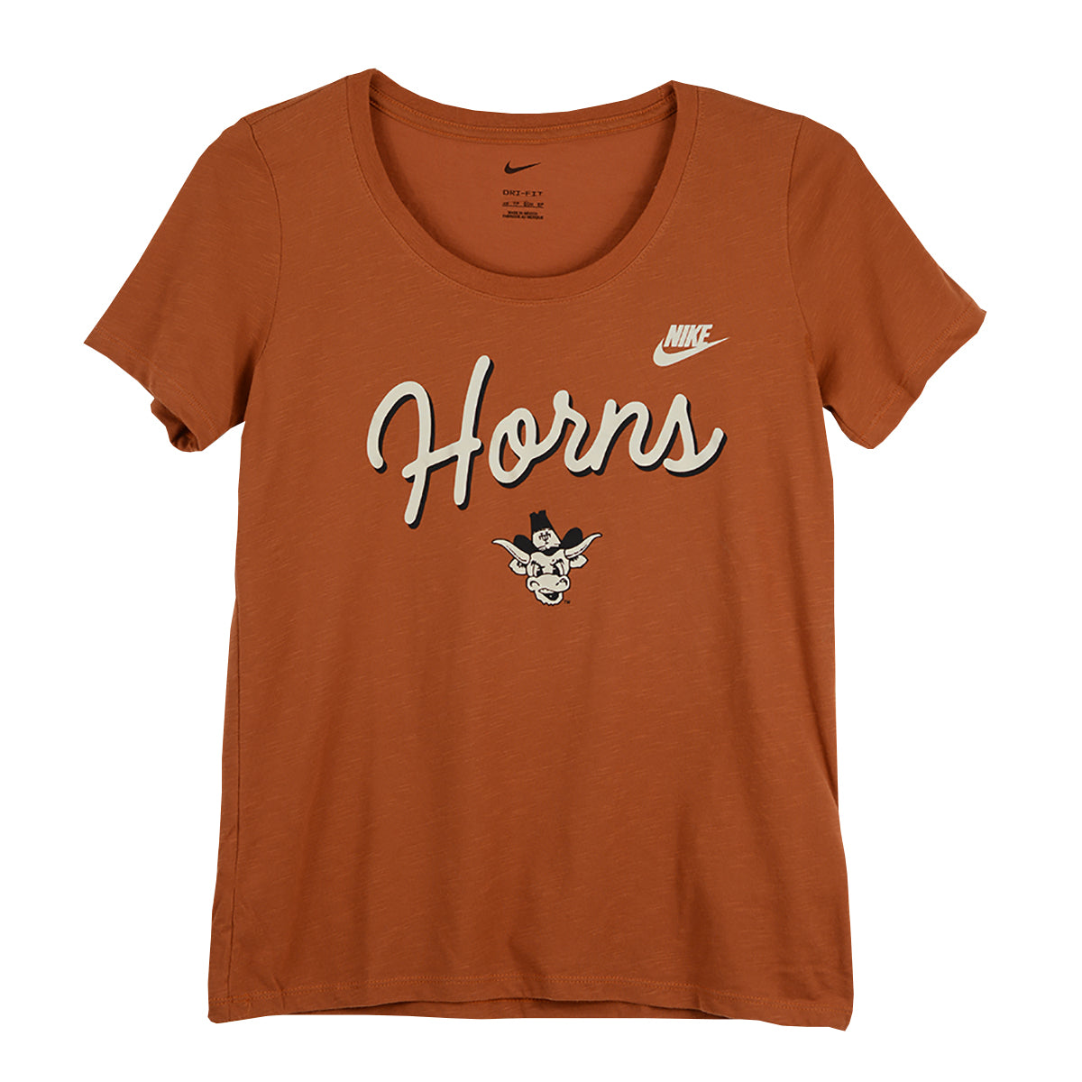 Texas Longhorn Nike Women's Script Horns Legacy Bevo Tee (BO) (0348-81F-TXV-Y33)