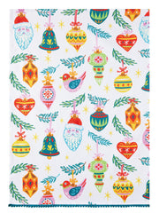 Peking Handicraft Holiday Ornaments with Pom Poms Kitchen Towel