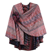 Rapti 100% Cashmere Reversible Loop Shawl (#84)(BLK/Royal/Fuchsia)
