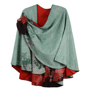 Rapti 100% Cashmere Reversible Loop Shawl (#77)(Red/BLK/Sage)