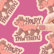 Howdy Paw-tner Cowboy Dog Sticker
