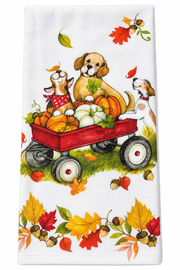 Kay Dee Fall Foliage and Pups  Dual Purpose Towel (H7187)