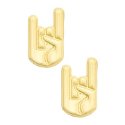 Texas Longhorn Canvas Style  24K Stamped Hook'em Logo Stud Earrings (27492E-TEX)