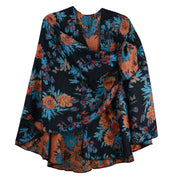 Rapti 100% Cashmere Reversible Loop Shawl (#85)(Black/Turquoise/Cranberry)
