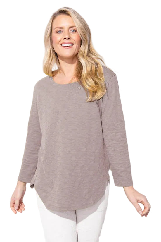 Escape by Habitat Peruvian Cotton Slub 3/4 Hi-Lo Weekender Tunic Tee (10004)(3 colors)
