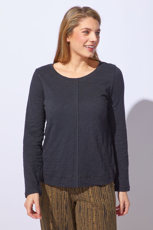 Escape Freedom Peruvian Cotton Crew Neck Long Sleeve Solid Tee (2 Colors) (10030)