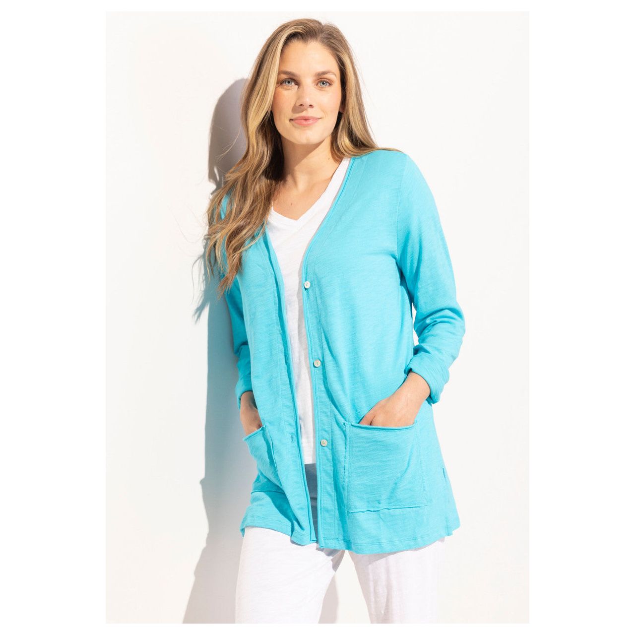 Escape Cotton Roll Front Pocket Cardigan (3 Colors) (10070)