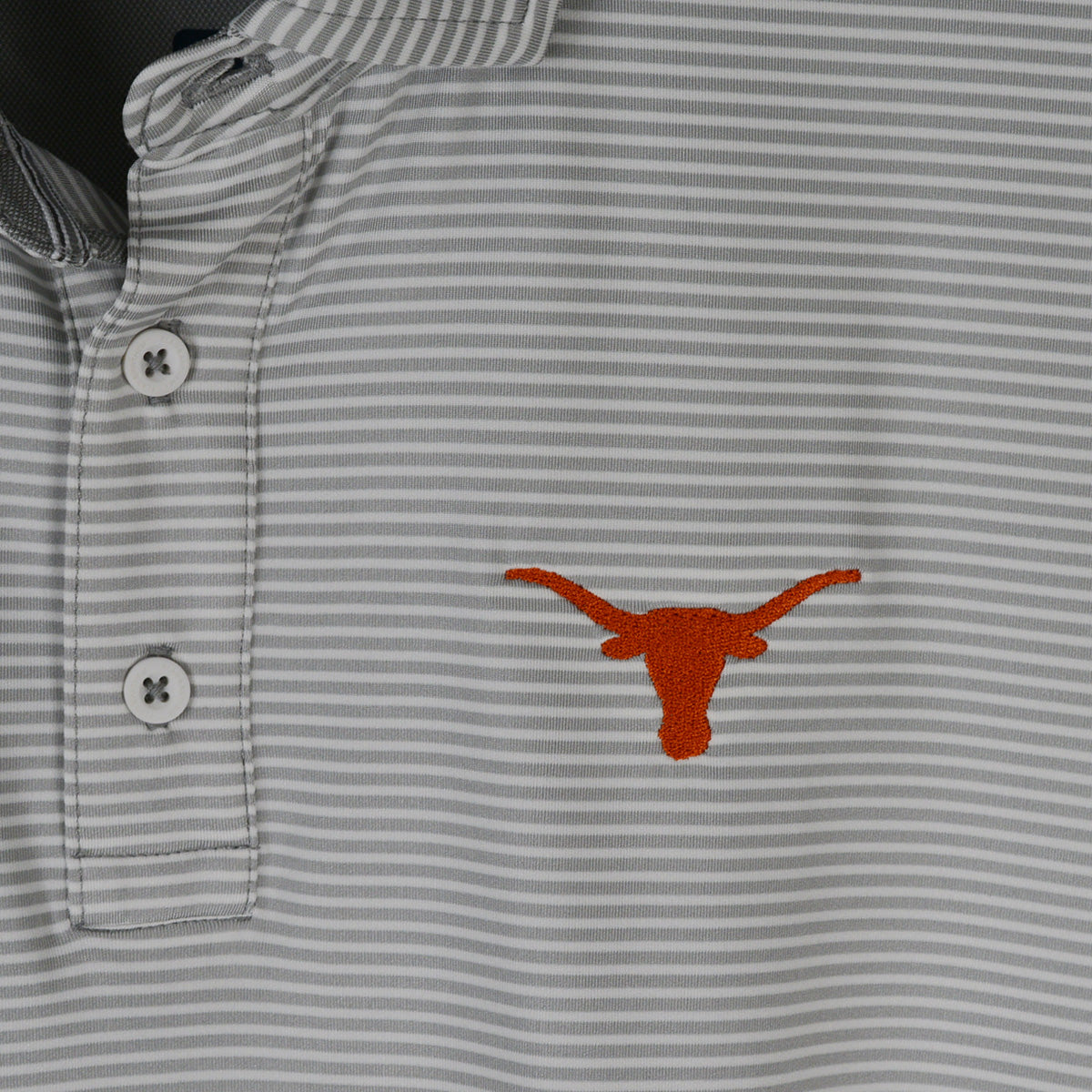 Texas Longhorn Flag & Anthem Men's Stripe Polo (101-KT1522)(Lt Grey White)