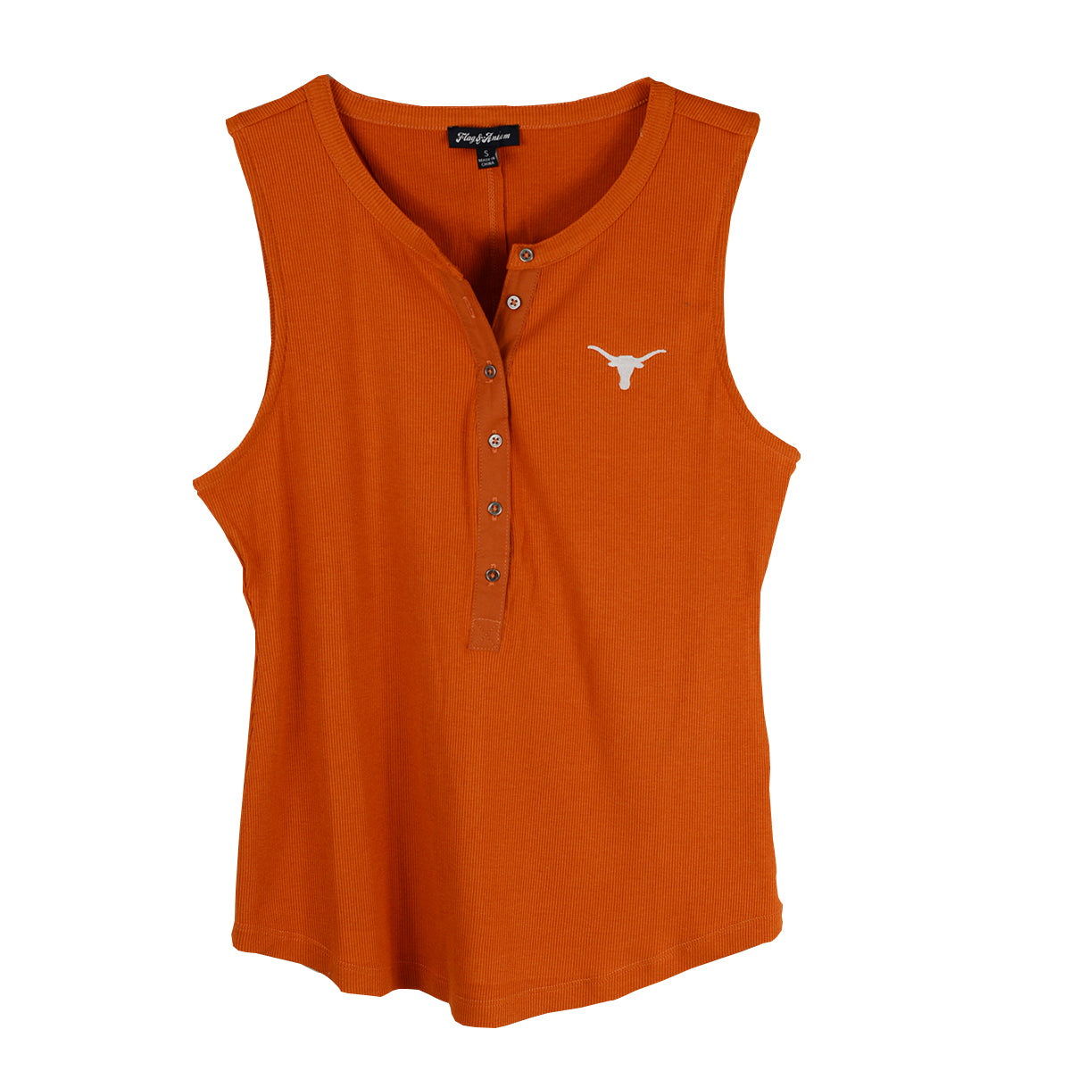 Texas Longhorn Flag & Anthem Ladies Denning Henley Tank Top