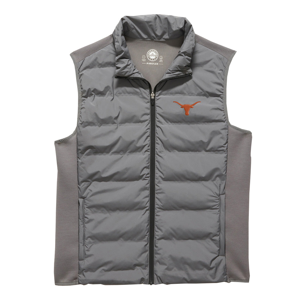 Texas Longhorn Flag & Anthem Men's Daytona Puffer Vest  (101-OW2428)(LtGrey)