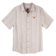 Texas Longhorn Flag & Anthem Men's Stripe Textured Camp Shirt (101-WS2551)(Sand)