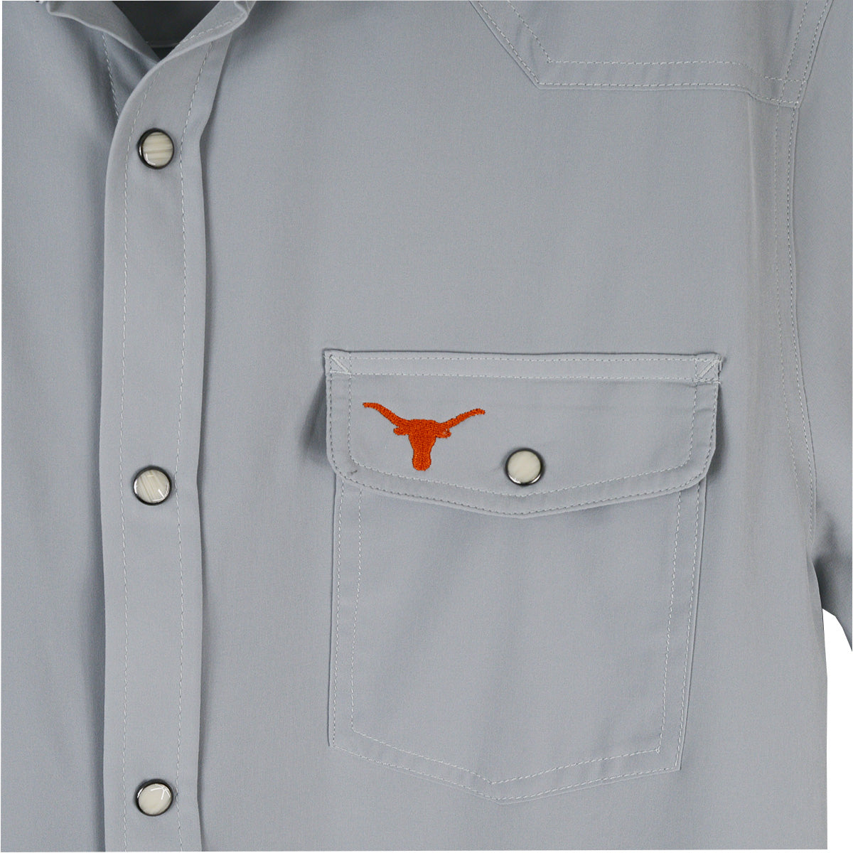 Texas Longhorn Flag & Anthem Men's UPF Performance Western Shirt (101-WS2567)(Light Grey)