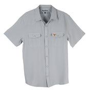 Texas Longhorn Flag & Anthem Men's UPF Performance Western Shirt (101-WS2567)(Light Grey)