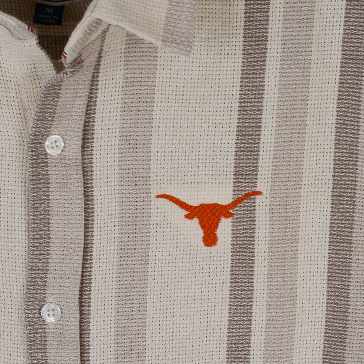 Texas Longhorn Flag & Anthem Men's Stripe Textured Camp Shirt (101-WS3595)