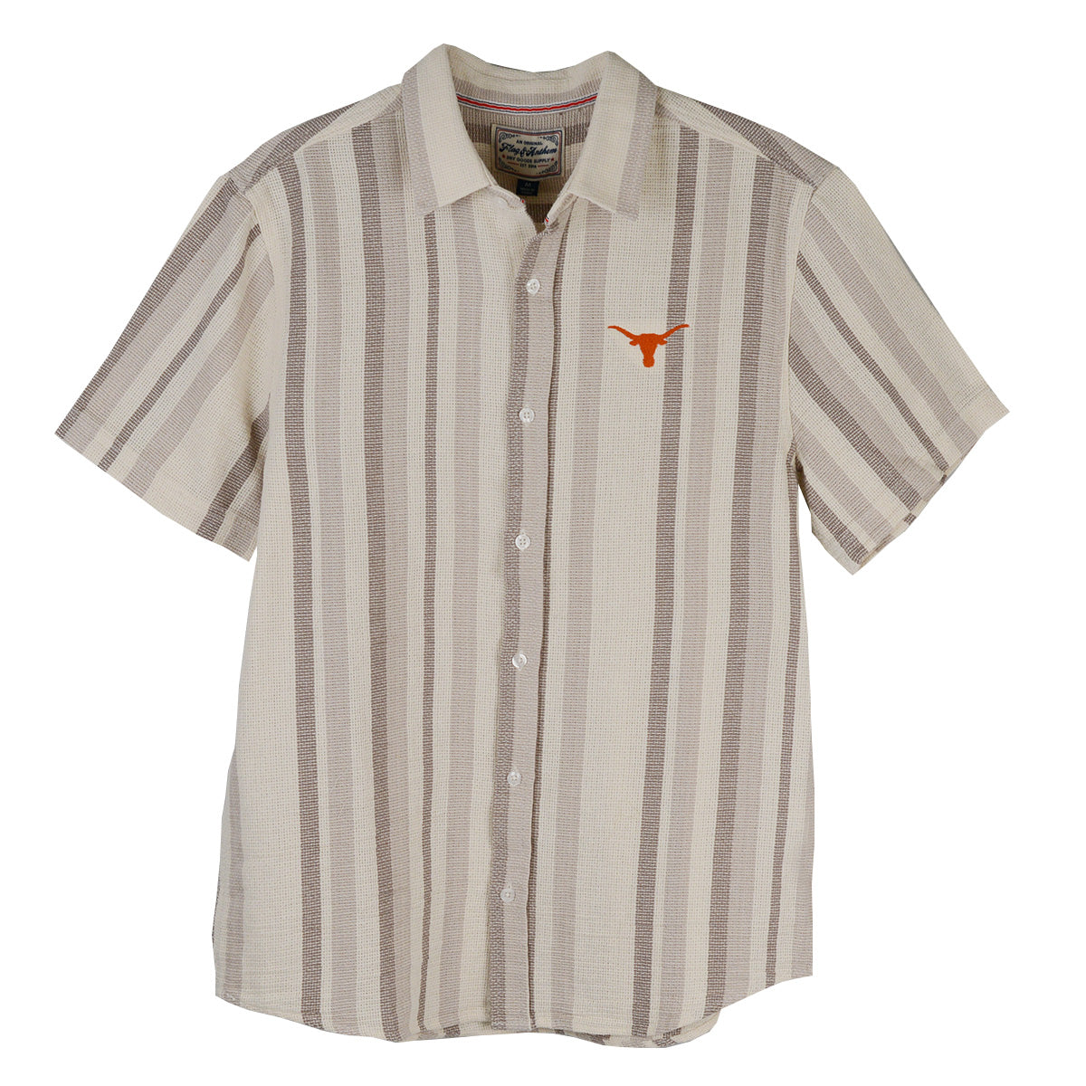 Texas Longhorn Flag & Anthem Men's Stripe Textured Camp Shirt (101-WS3595)
