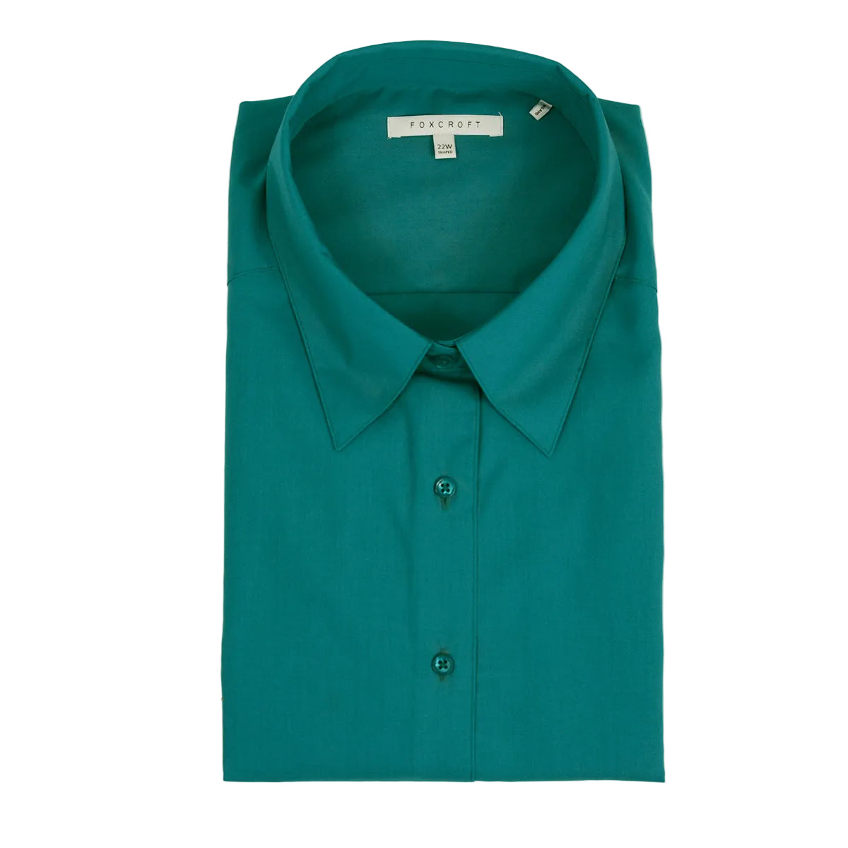 Foxcroft Plus 3/4 Sleeve CVC Solid Vivid Teal Shirt  (102329)