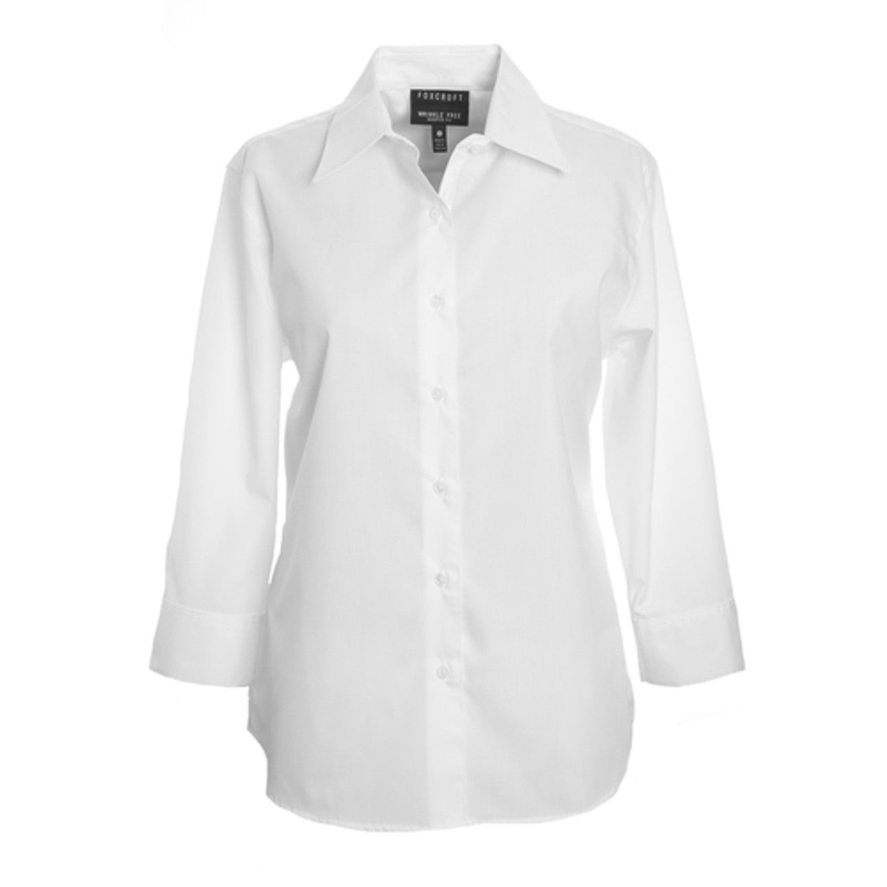 Foxcroft 3/4 Sleeve CVC Solid White Shirt (105106)