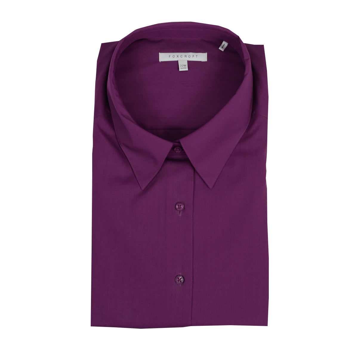 Foxcroft Plus 3/4 Sleeve CVC Solid Dark Violet Shirt (102329)