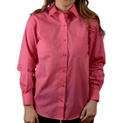 Foxcroft Long Sleeve CVC Solid Azalea Shirt (105105)