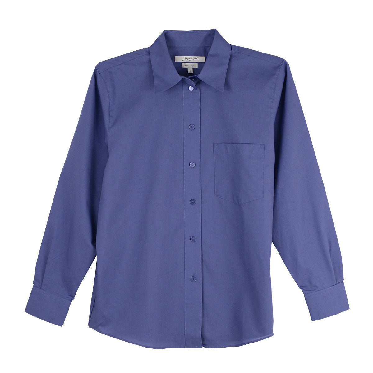 Foxcroft Long Sleeve CVC Solid Iris Blue Shirt (105105)