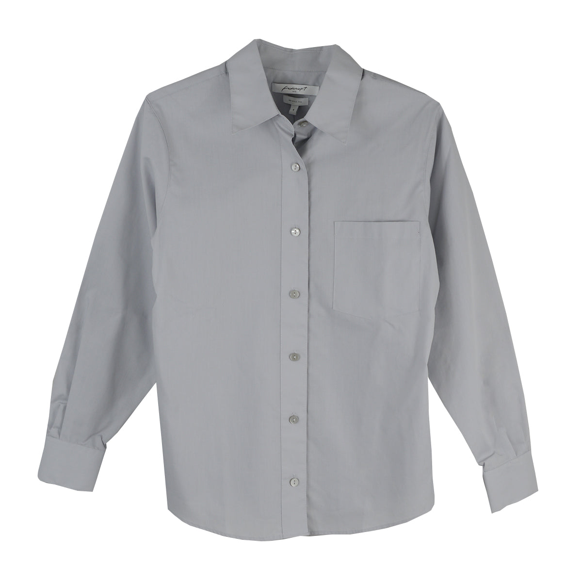 Foxcroft Plus Long Sleeve CVC Solid Shirt (15111)(Platinum)
