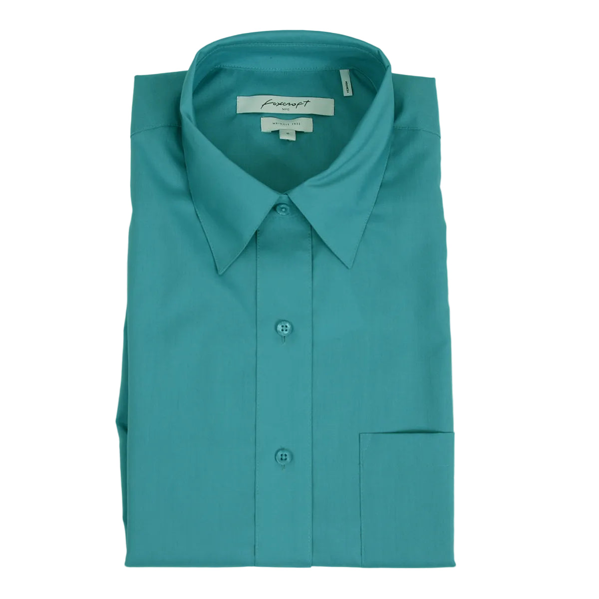 Foxcroft Long Sleeve CVC Solid Coastal Blue (105105)