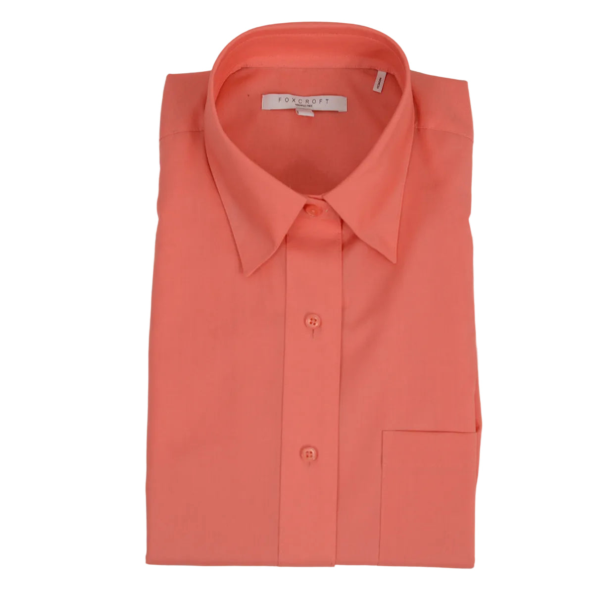 Foxcroft Long Sleeve CVC Solid Coral Twist Shirt (105105)