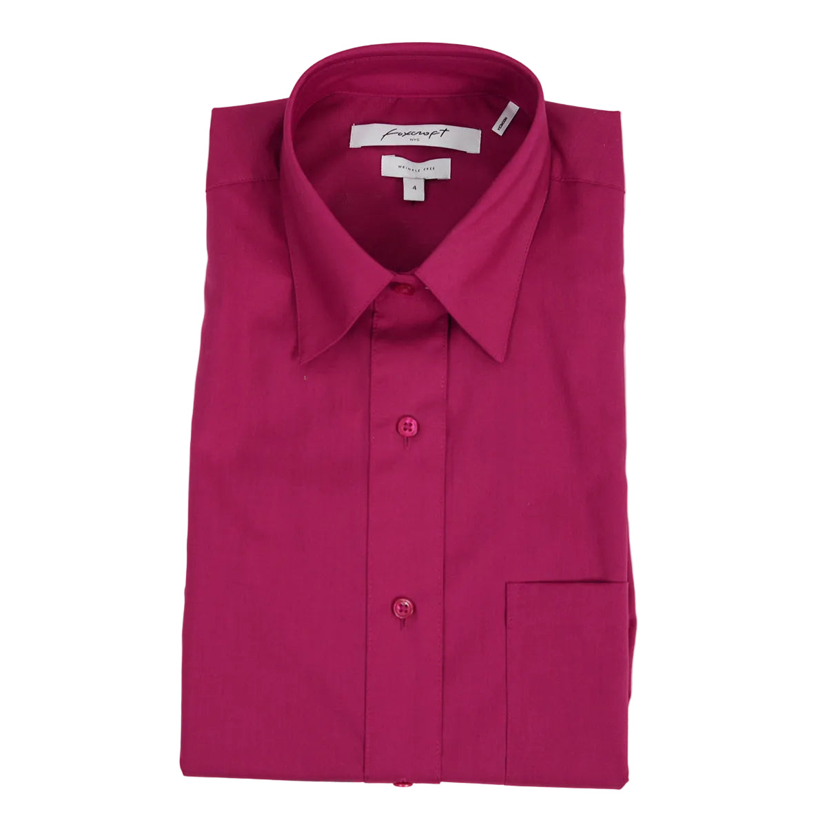Foxcroft Long Sleeve CVC Solid Deep Fuchsia Shirt (105105)