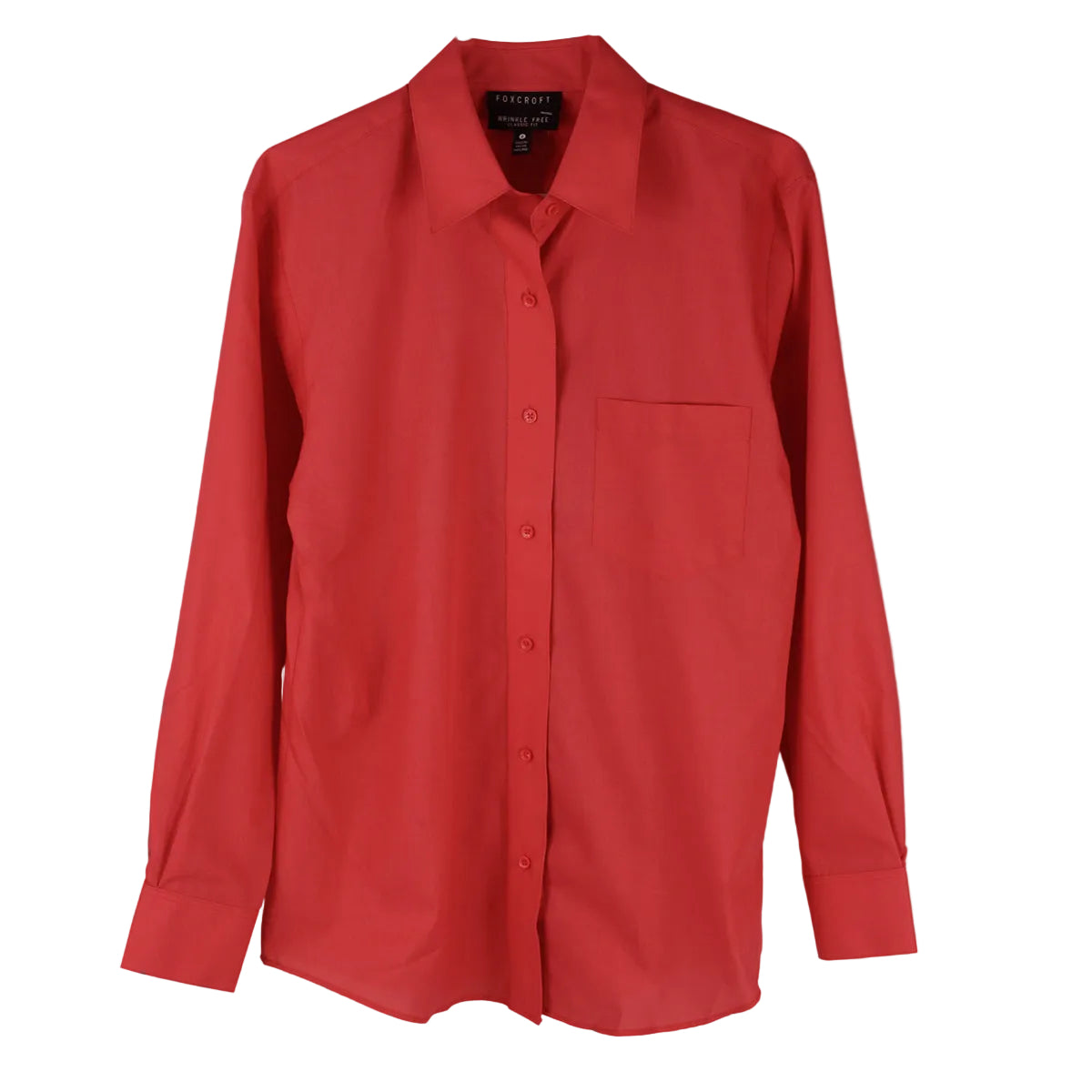Foxcroft Long Sleeve CVC Solid Red Shirt(105105)