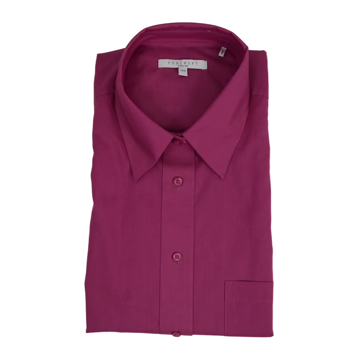 Foxcroft Plus CVC Long Sleeve Solid Roseberry Shirt (105111)