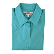 Foxcroft Plus 3/4 Sleeve CVC Solid Island Blue Shirt (102329)