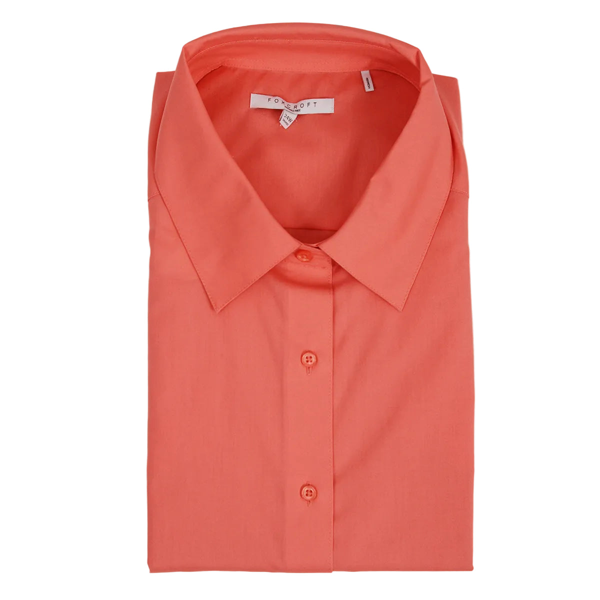 Foxcroft Plus 3/4 Sleeve CVC Solid Coral Twist Shirt (102329)