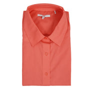Foxcroft Plus 3/4 Sleeve CVC Solid Coral Twist Shirt (102329)