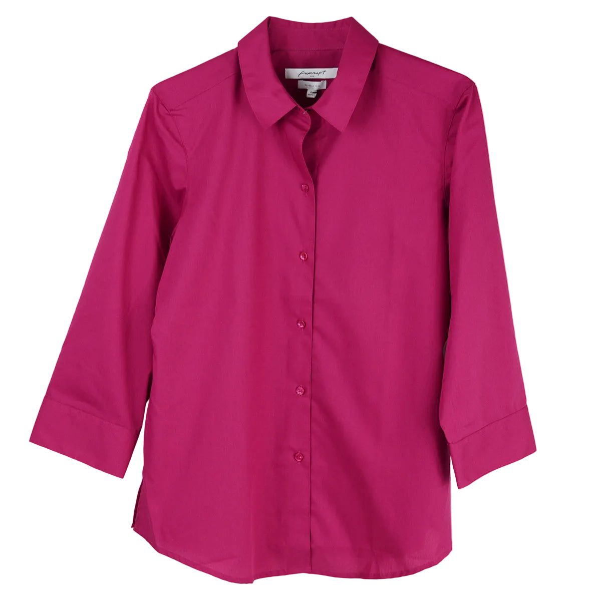 Foxcroft 3/4 Sleeve CVC Solid Deep  Fuchsia Shirt (105106)