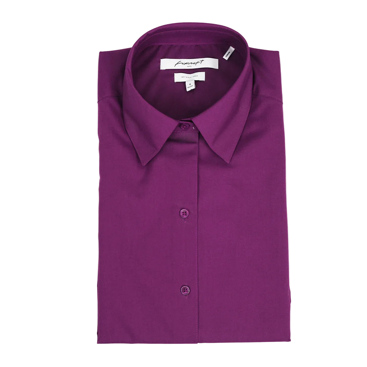 Foxcroft 3/4 Sleeve CVC Solid Deep  Orchid  Shirt (105106)