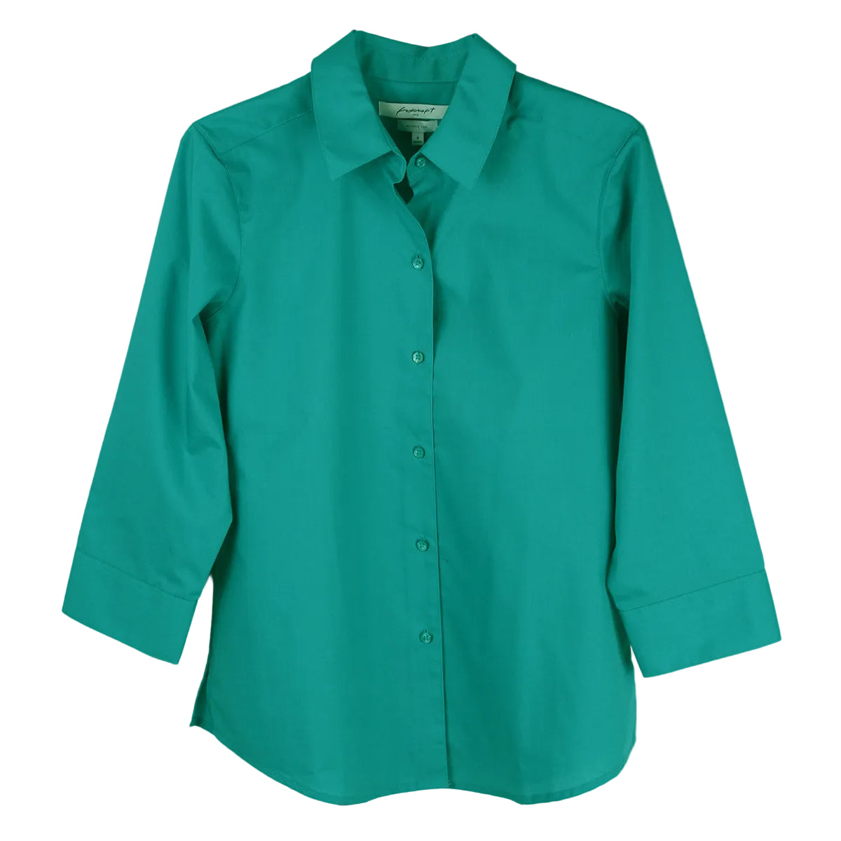 Foxcroft 3/4 Sleeve CVC Solid Deep Peacock Shirt (105106)
