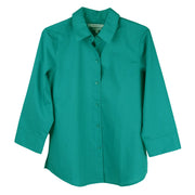 Foxcroft 3/4 Sleeve CVC Solid Deep Peacock Shirt (105106)