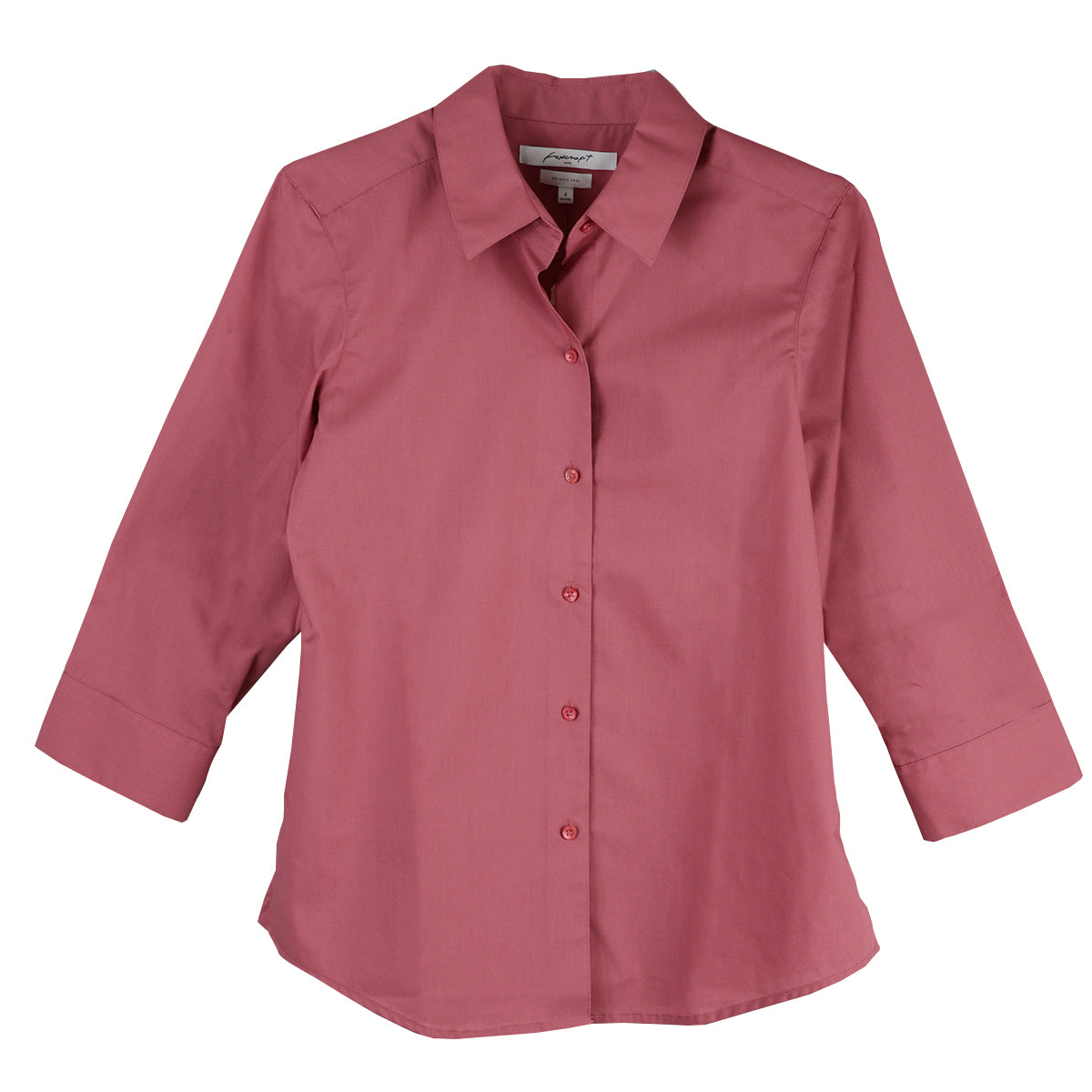 Foxcroft Plus 3/4 Sleeve CVC Solid Dusty Mauve Shirt (102329)