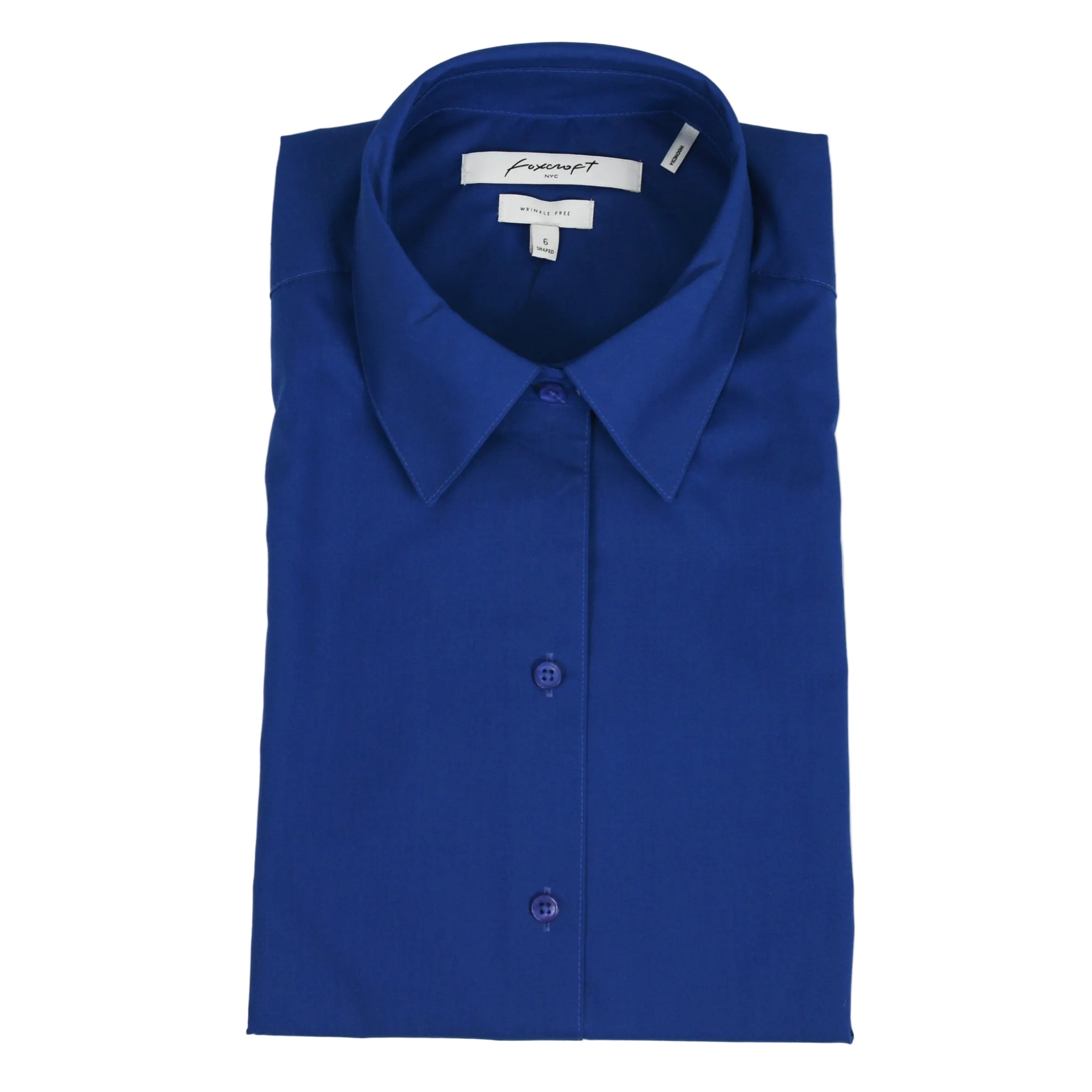 Foxcroft 3/4 Sleeve CVC Solid Sapphire Shirt (105106)