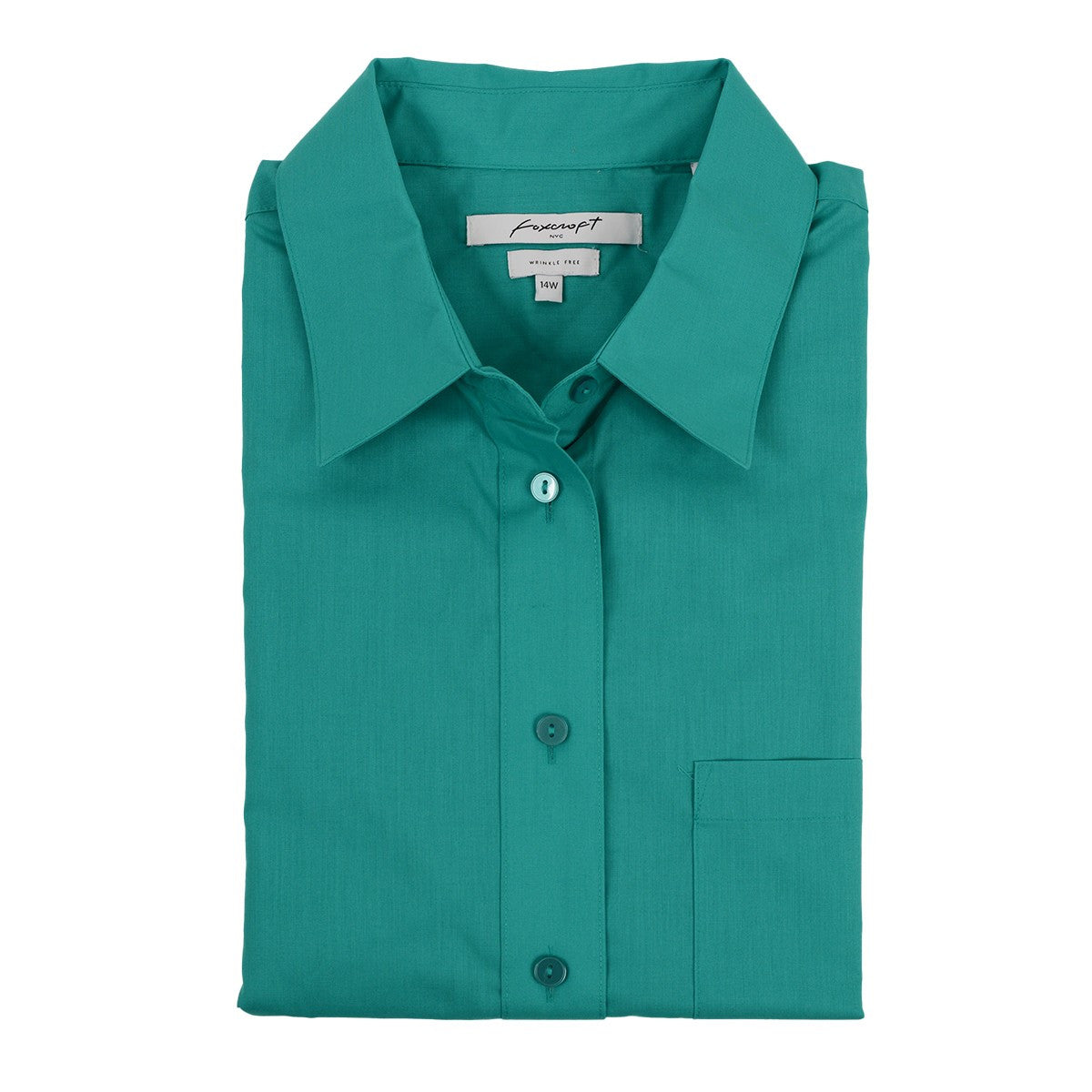 Foxcroft Plus Long Sleeve CVC Jade Shirt (105111)