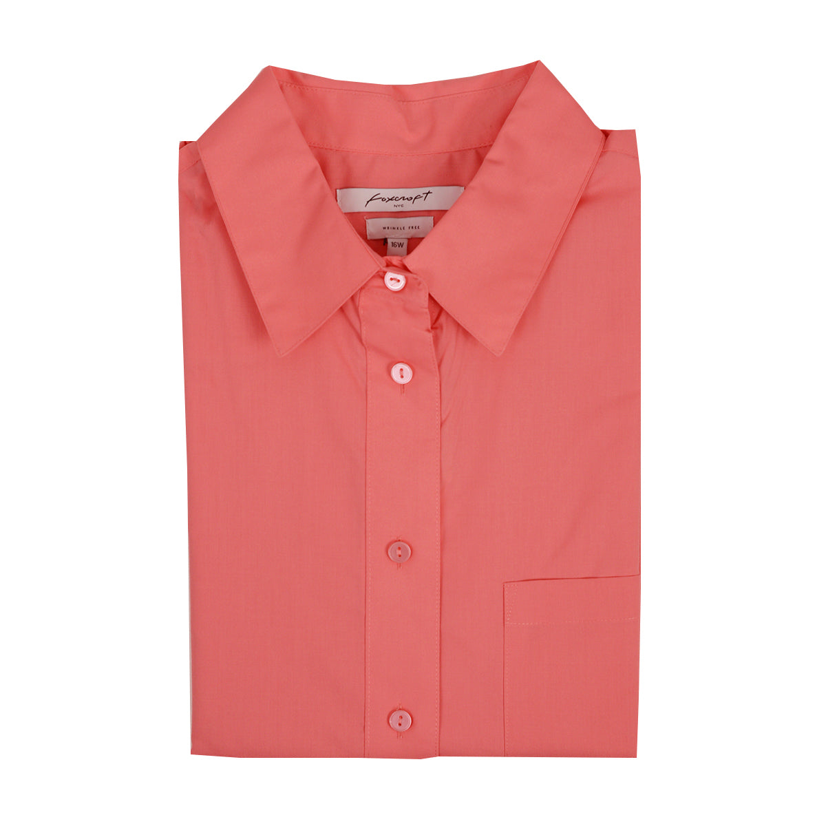 Foxcroft Plus CVC Long Sleeve Solid Strawberry Shirt (105111)