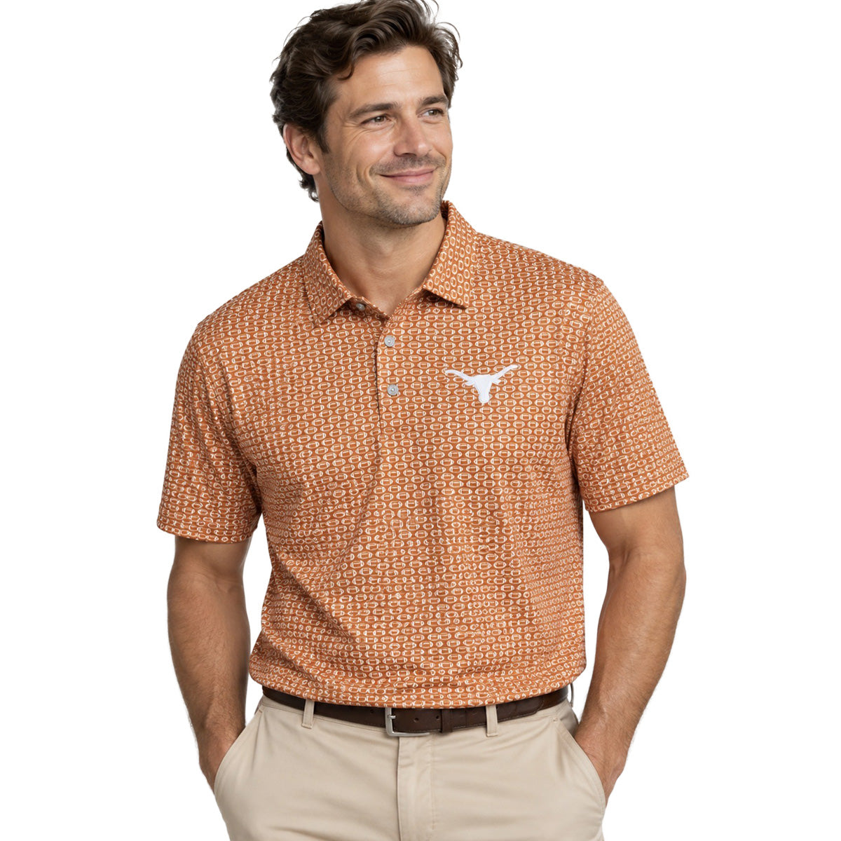 Antiqua Men's Huddle Football  Polo (106242)(Burnt Orange)